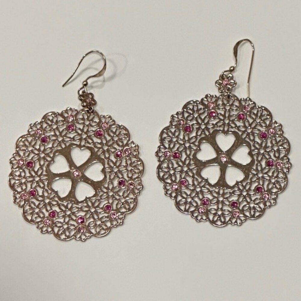 Gold/Pink filigree earrings